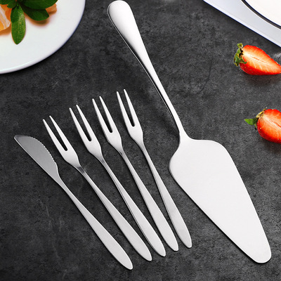 廠家直銷不鏽鋼月餅刀叉水果叉贈禮甜品叉蛋糕餐具叉水果簽二齒叉