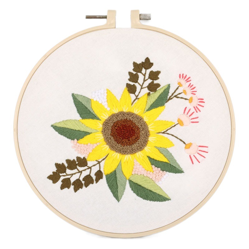 Paquete de material de bordado hecho a mano de bricolaje de estilo europeo auto-bordado girasol hierba planta flor serie