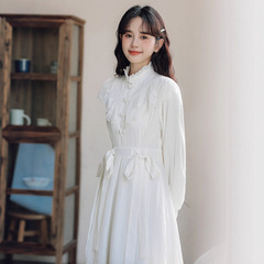 女装2025春秋季广批圈新款国风复古甜美高腰长袖连衣裙公主裙收腰