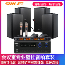 狮乐AV108+BX108专业会议音响套装壁挂音箱功放无线话筒扩声设备