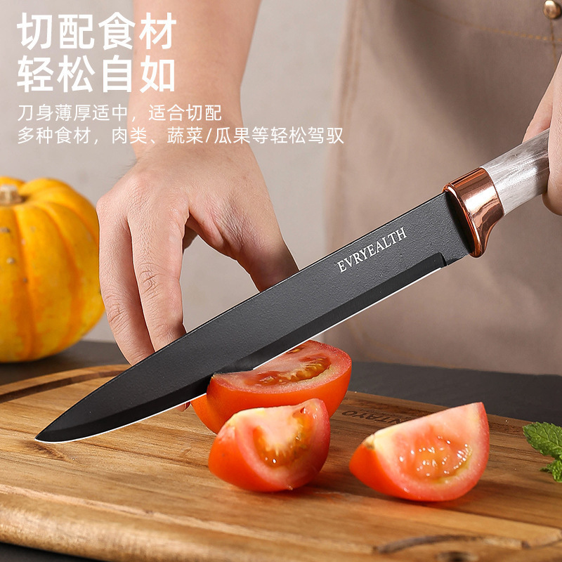 Fábrica directa de mármol doble cabeza galvanizada siete piezas cuchillo cuadrangular de cocina cuchillo de acero inoxidable conjunto al por mayor