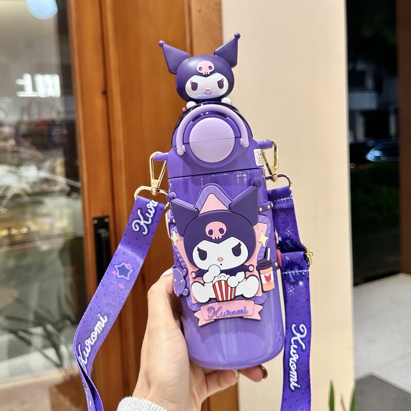 正版三丽鸥儿童水杯316保温杯学生上学便携斜跨水壶大容量吸管杯|undefined