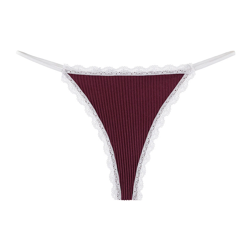 Women’s cotton thong, breathable thin‑strap underwear with lace, sexy comfortable, sizes S–XL