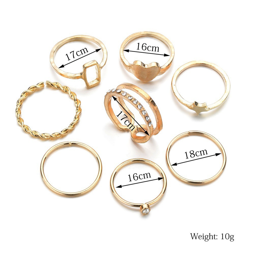 Wholesale Jewelry Alloy Five-pointed Star Heart Ring 8-piece Set Nihaojewelry display picture 3