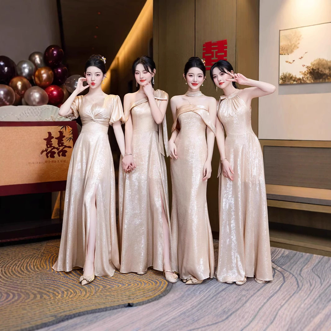 Платье подружки невесты 2025 новое весеннее темпераментное платье