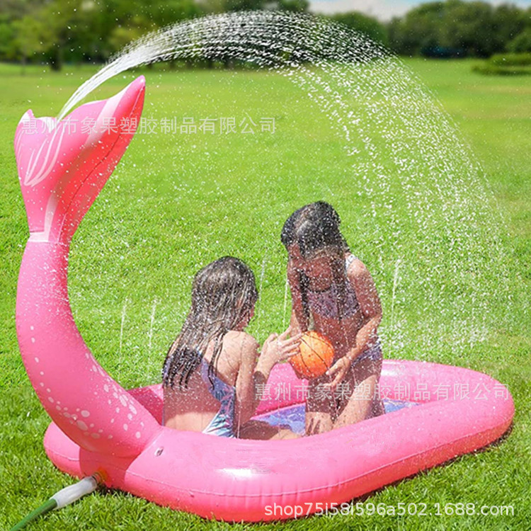 Children's Water Mat Inflatable Mermaid Spray Pool Outdoor Dolphin Sprinkler Game Mat Toy Frog Swimming Pool