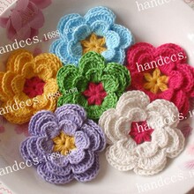 手工艺梅花手工花手钩花毛线花棉线花编织花DIY手工花