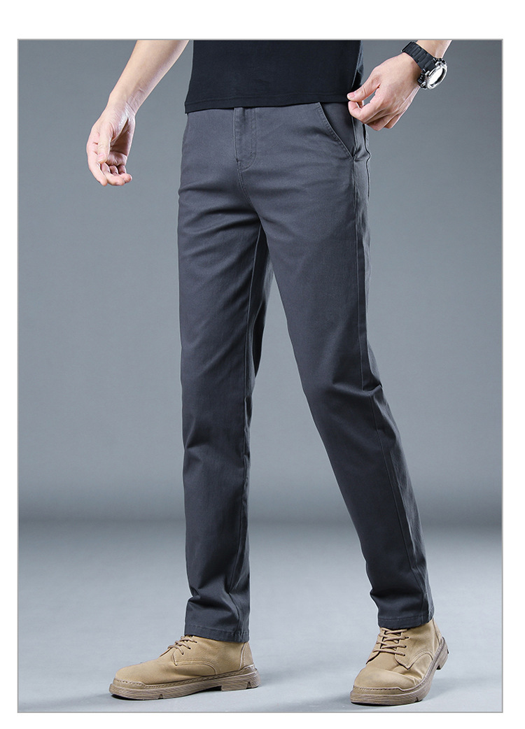 A-class pure cotton brand casual men, slim fit straight leg high-end men's pants, breathable versatile pants for spring_voghion.com