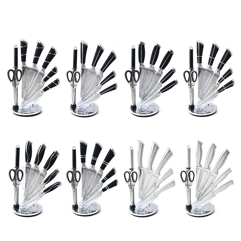 Comercio exterior en stock de acero inoxidable mango hueco cuchillo de regalo conjunto de ocho piezas cuchillo conjunto traje de cocina del hogar cuchillo de cocina cuchillo rebanador