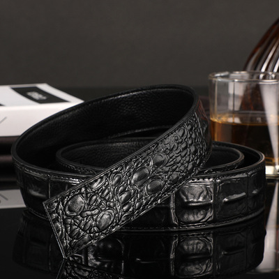 man Belt automatic Buckle belt No buckle Male band Crocodile print Take the lead Waist belt goods in stock