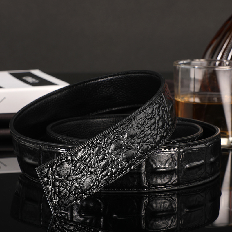 man Belt automatic Buckle belt No buckle Male band Crocodile print Take the lead Waist belt goods in stock