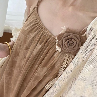 Handmade Fabric Dry Rose Corsage Brooch Pin Original Design Flower Bag Jewelry Accessories National Style Hairpin
