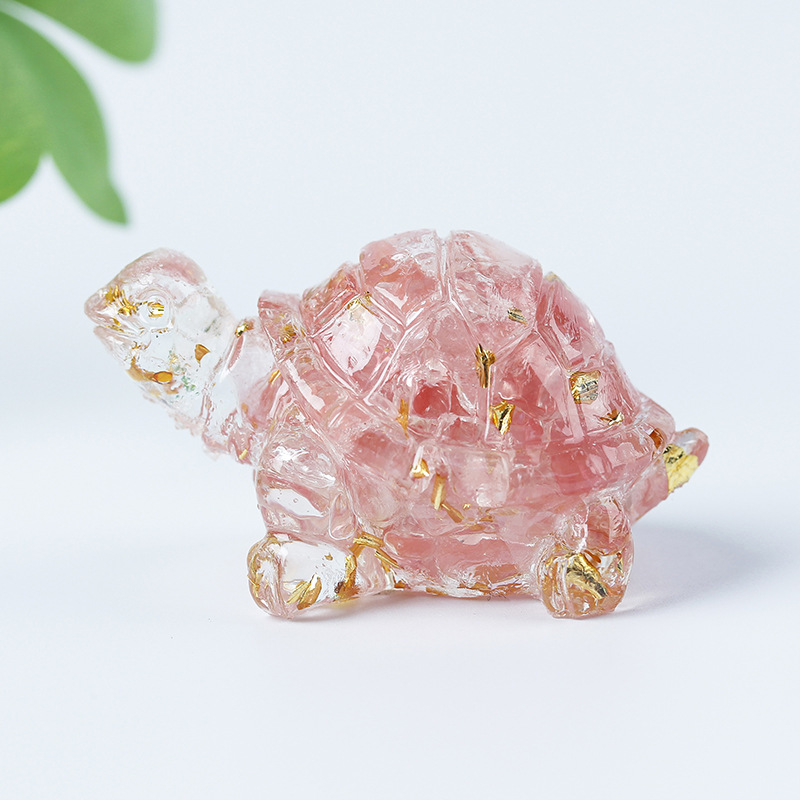 Cristal natural Animal Cristal blanco Cute Little Turtle Decoración creativa Adornos de escritorio Artesanías Decoración de coche