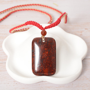 Wholesale Natural Bloodstone Pinganshi Brand Necklace Pendant Dragon Blood Stone Lucky Brand Fidelity Cross Border New Product