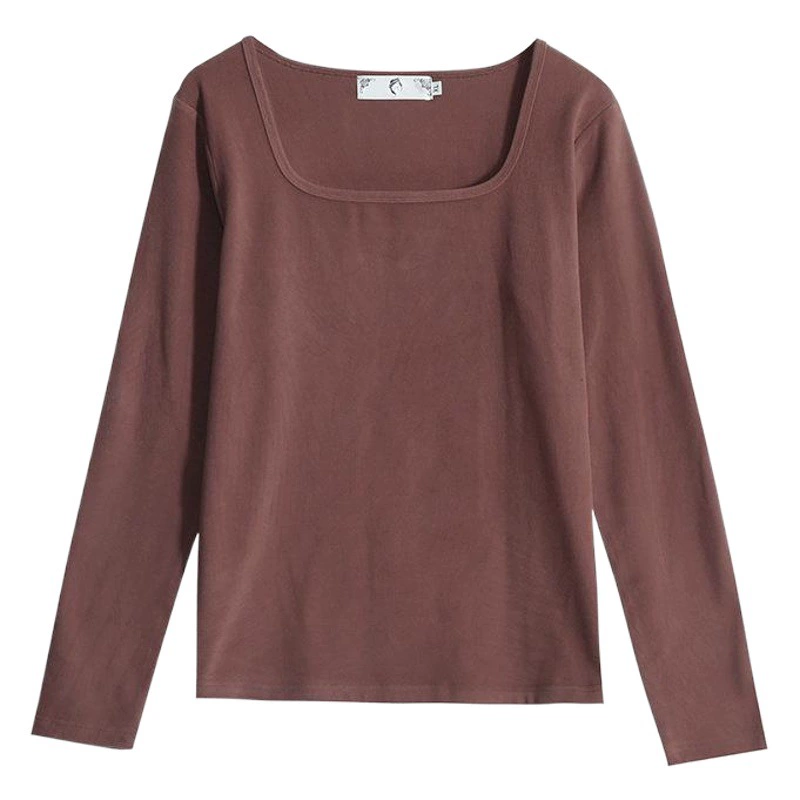 Зимняя теплая футболка Xuanchen с круглым вырезом для девочек больших размеров, Женская эластичная однотонная Базовая рубашка с квадратным воротником весом 200 кг