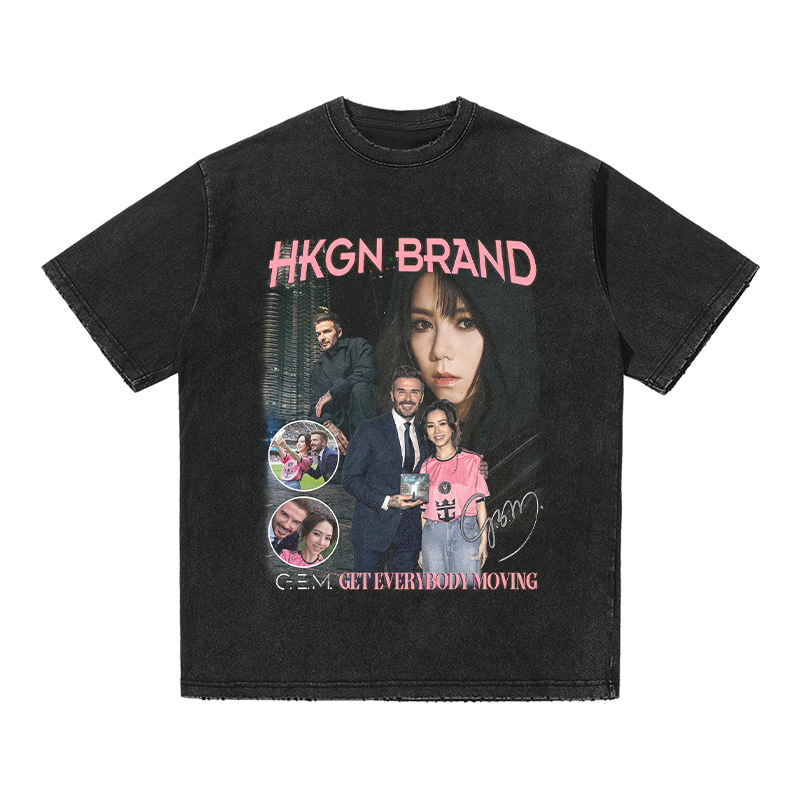 Deng Ziqi Beckham impresa camiseta de manga corta de cuello redondo suelta estrella de moda de fútbol