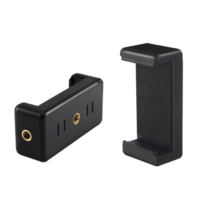 Mobile Phone Live Broadcast Accessories E-Shaped Clip Double Hole 1/4 Interface Multi-Functional Retractable Rotating Mobile Phone Clip with Hole Clip