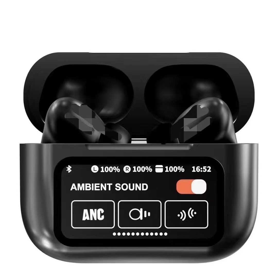 Auriculares Bluetooth A9 Pro con Pantalla V8 — Cancelación de Ruido ANC, Estuche Deslizante