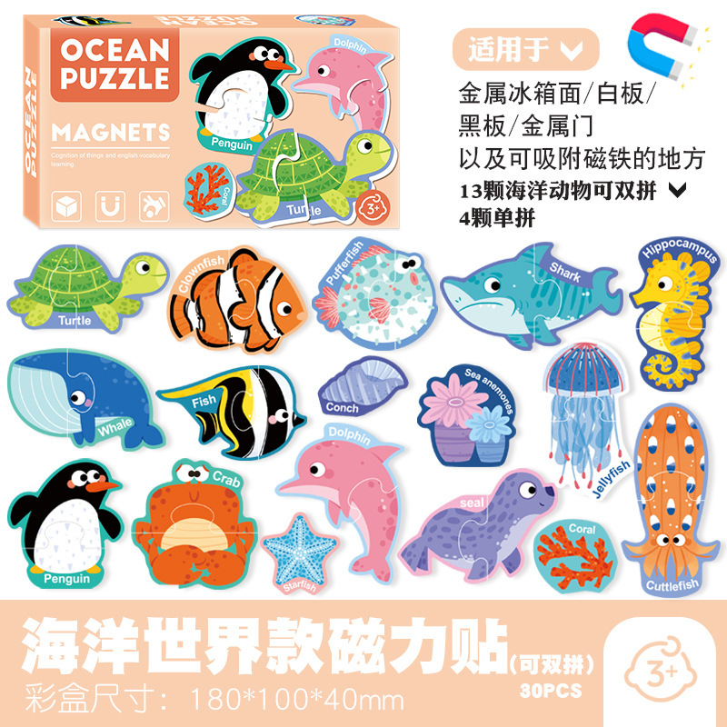 儿童跨境早教磁力拼图大小写字母动物水果等图案幼儿启蒙益智玩具|undefined