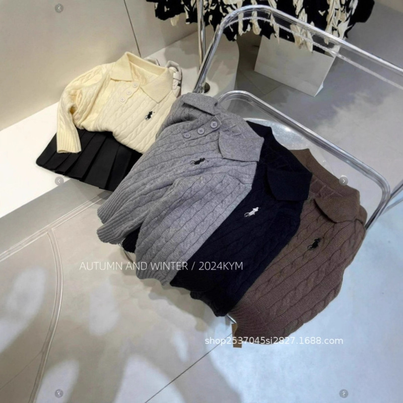 Children's New Polo Collar Pullover Knitwear Autumn and Winter Clothing for Boys and Girls Korean Style Elegant Small and Medium Kidsren's Knitwear Tops
