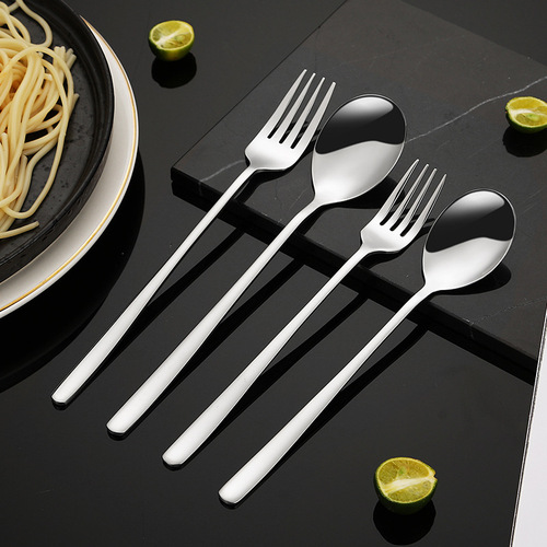 316 stainless steel spoon fork long handle Korean spoon household spoon high-value tableware fork spoon wholesale