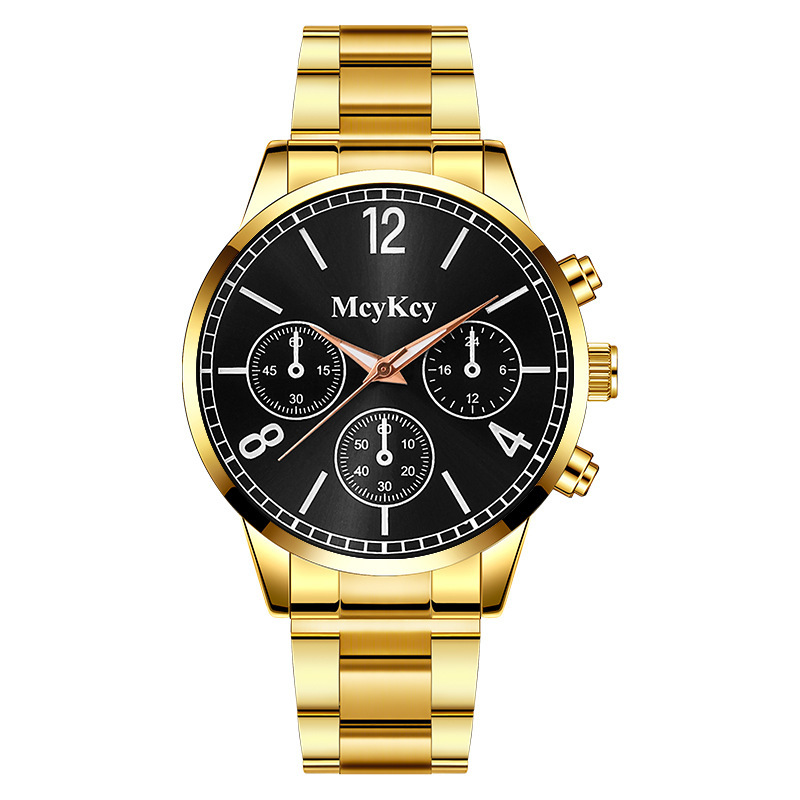 modèle de faux montre à quartz décontractée à trois yeux avec bracelet en acier pour hommes_voghion.com