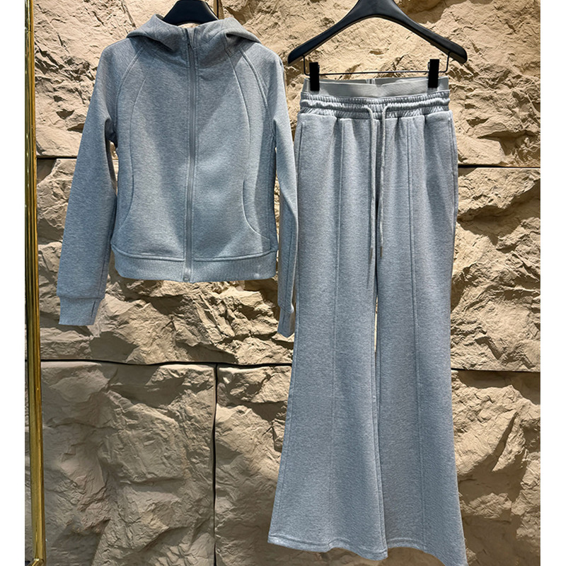 Shenzhen 2025 New Nanyou Women's European Fashion Casual Hooded Sweatshirt Micro-Flared Pants Suit Women's Two-Piece Set