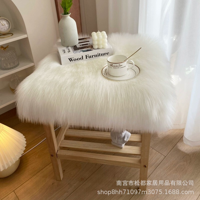 Plush Bedside Table Plush Cushion Imitation Wool Chair Cushion Desktop Cushion Dressing Table Cushion Coffee Table Tablecloth Display Cushion