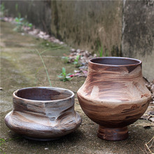 景德镇粗陶复古养鲜花器北欧风陶罐干花插花摆件侘寂民宿装饰花瓶