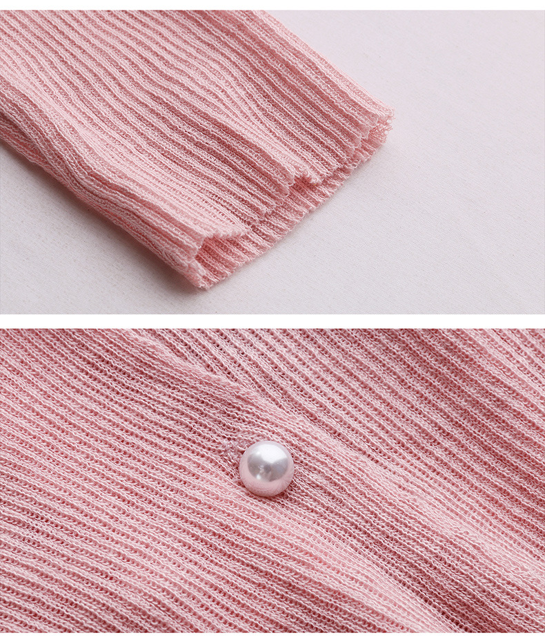 Bộ váy hai dây kèm áo khoác cardigan họa tiết hoa nhí dáng chữ A — Màu hồng, xanh lá cây chi tiết 24