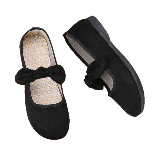 Autumn New Old Beijing Fabric Shoes for Women, Versatile Fashion with Bowknot Top, Comfortable and Breathable Single Shoes, Mother's Shoes