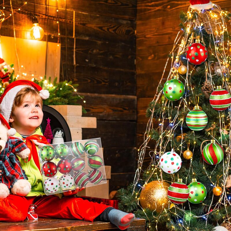 新しいクロスボーダー卸売クリスマスボール赤白緑斑点ボールクリスマスツリーハンギングオーナメント|undefined