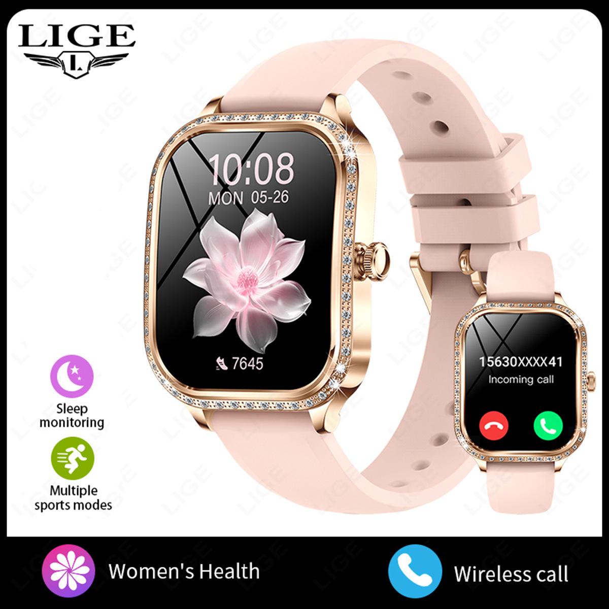 Women's Smartwatch Heart Rate Blood Pressure Monitoring Multiple Sports Modes Watch Faces_voghion.com