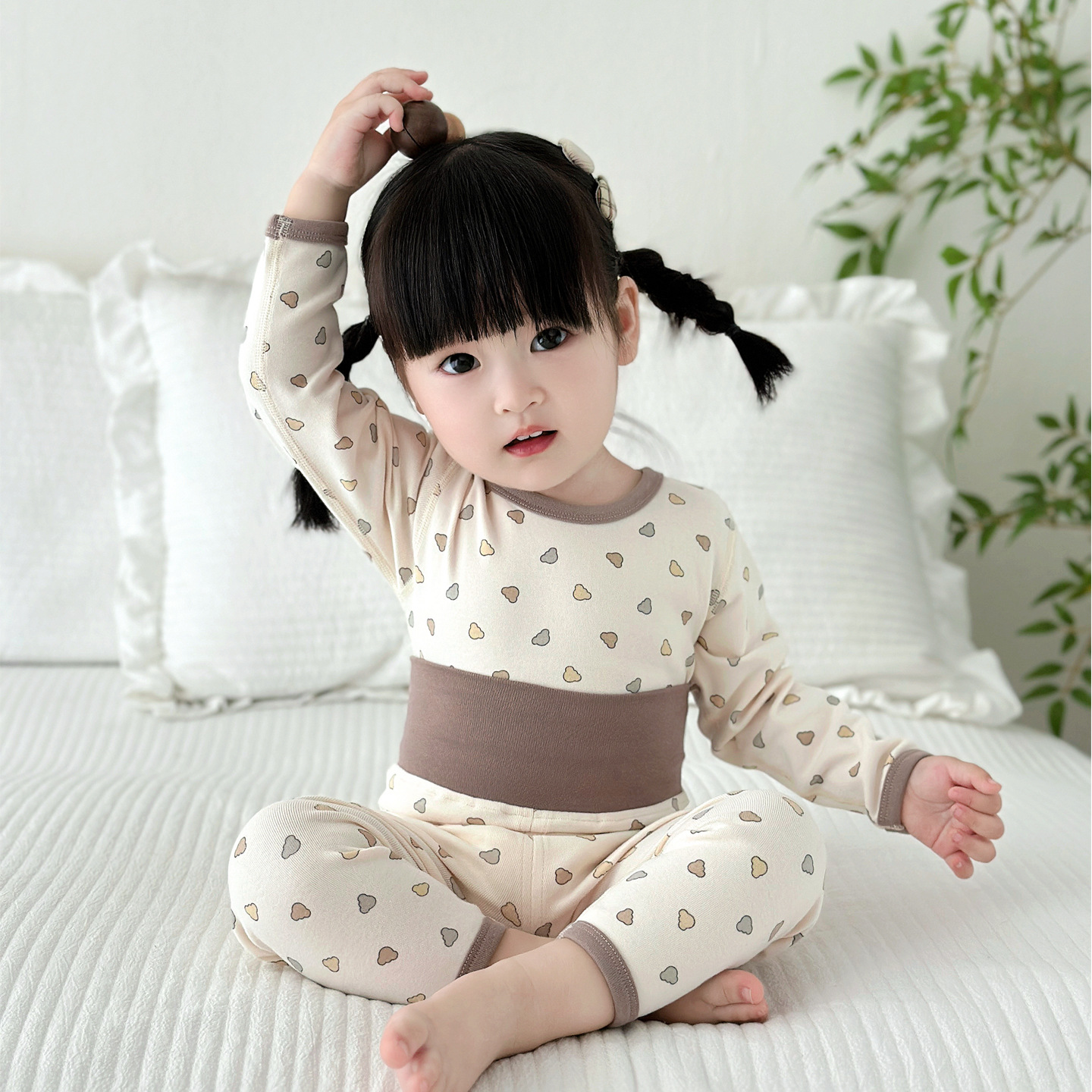 25 New Autumn and Winter Baby Intimates Set High Waist Belly Protection Pure Cotton Baby Autumn Clothes Autumn Pants Slim Kidsren's Home Clothes