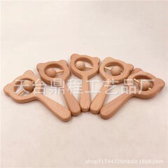 ブナ材歯が生えるスティック幼児歯が生えるおもちゃ新生児なだめるガラガラ木のおもちゃ卸売