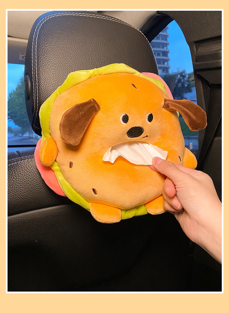 Car Tissue Box Armrest Box Car Tissue Bag Hanging Cute Cartoon Multifunctional Paper-drawing Car Interior Decoration Supplies