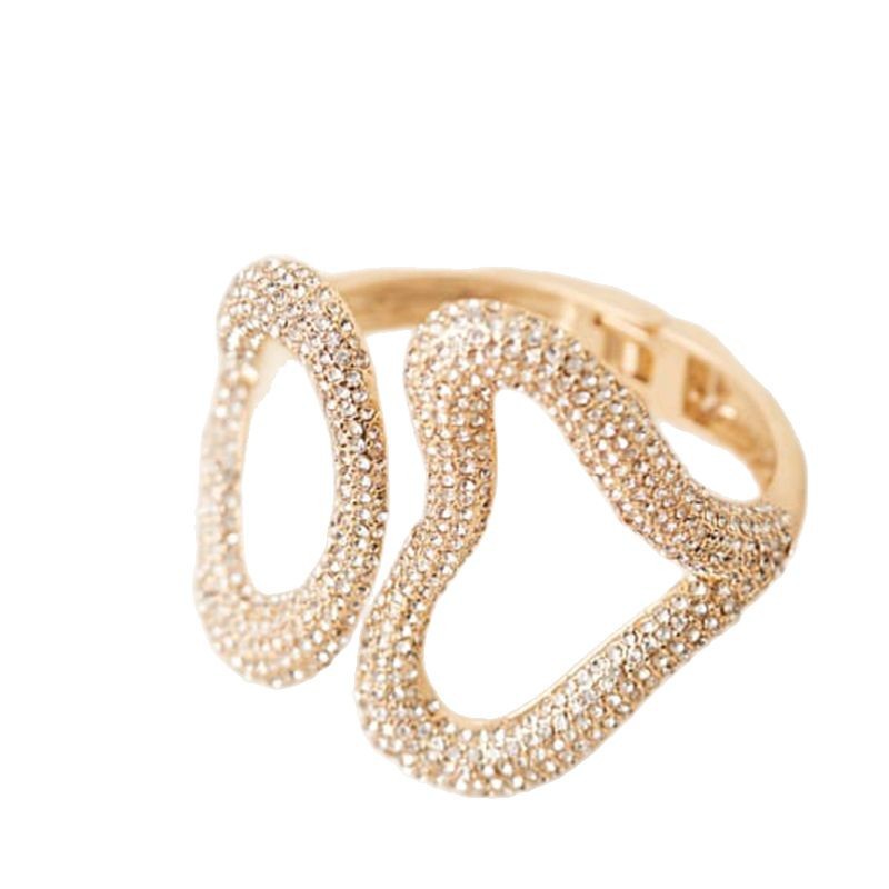 Nuevo brazalete de amor transfronterizo exagerado con un diseño de brazalete abierto de diamantes sensación de brazalete de joyas de calle