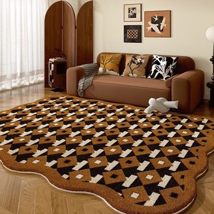 Fine Yarn Cashmere Carpet, Living Room, Antique-Style Carpet, Stain-Resistant and Easy-Care Floor Mat, Large Area Full-Cover Home Foot Mat