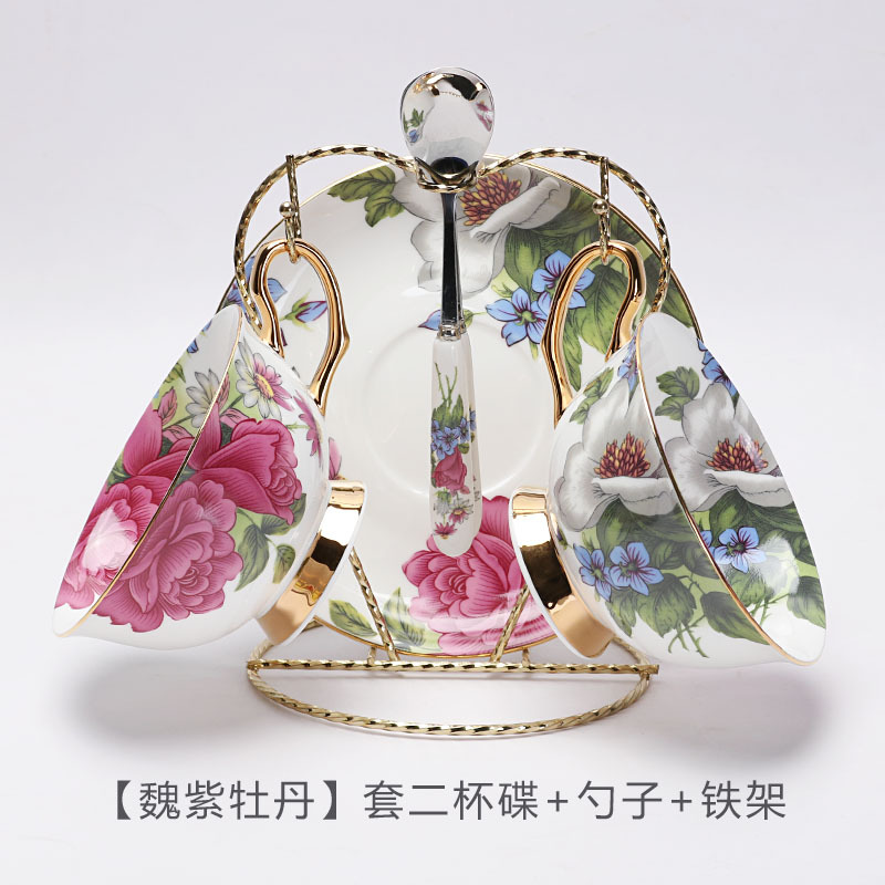 Taza de café china de hueso europeo y platillo traje de gama alta caja de regalo exquisito juego de té de la tarde regalo de novias