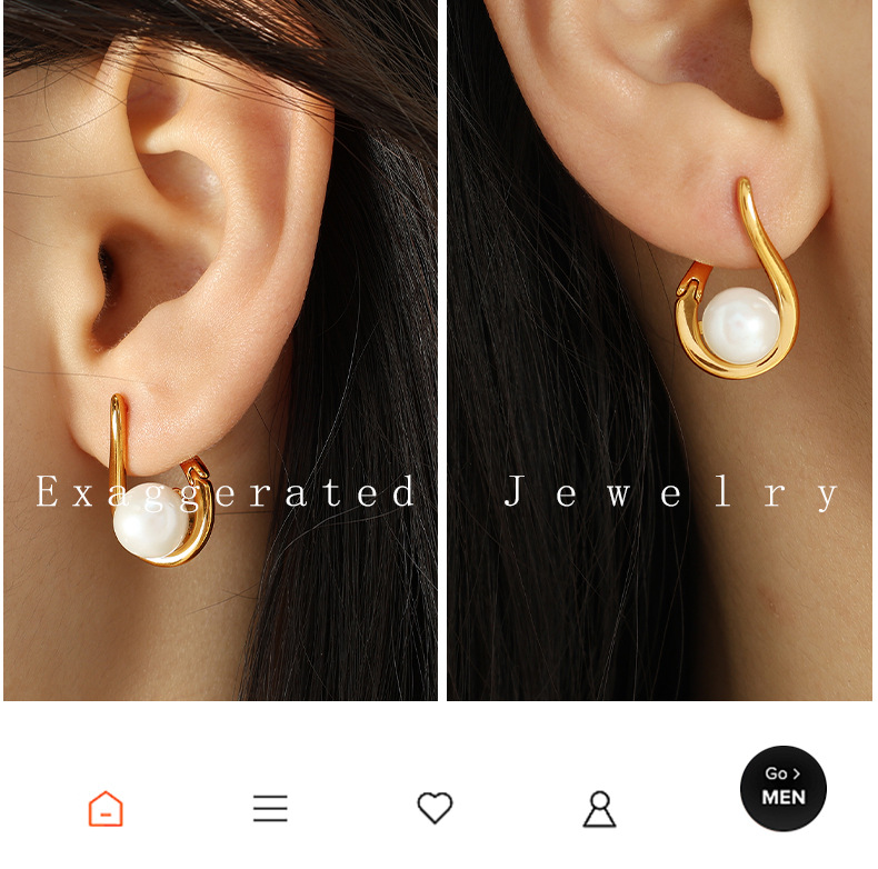 18K Real Gold Plated Plating Material 1 Pair Retro Geometric Freshwater Pearl Titanium Steel Freshwater Pearl Drop Earrings