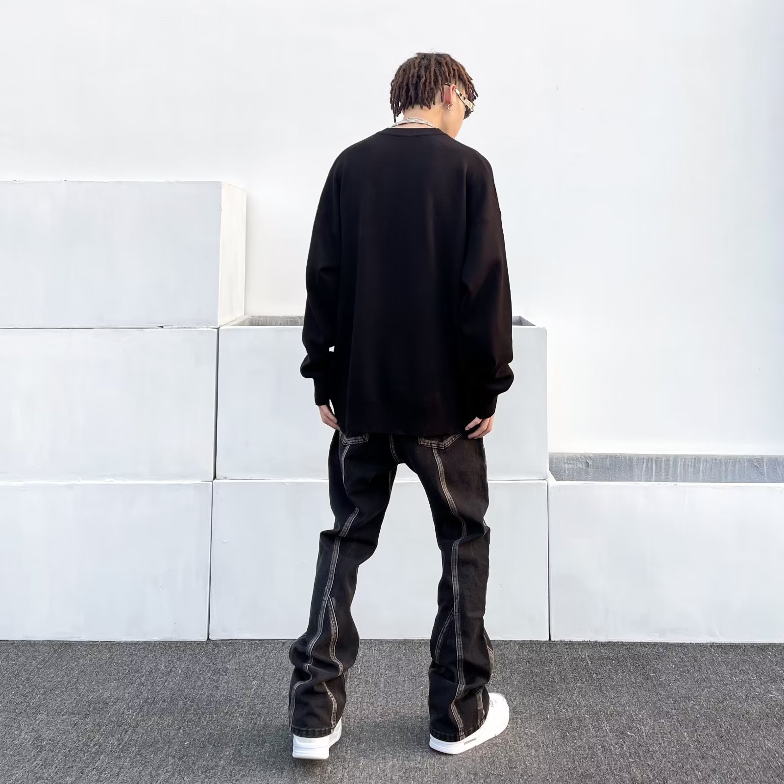 Patchwork Jeans For Men High Straight Loose Design Sense Niche Trendy Brand Street Pants Simple Style_viptrois.com