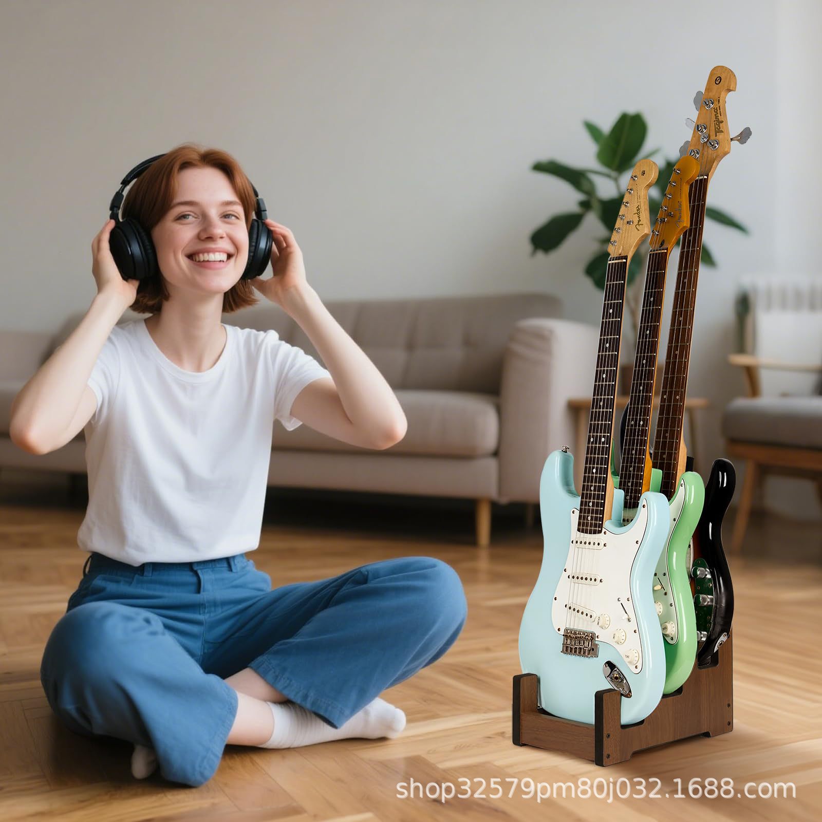 New Guitar Storage Rack Wooden Multi-Grids Violin Instrument Storage Rack Floor-Standing Store Instrument Display Rack