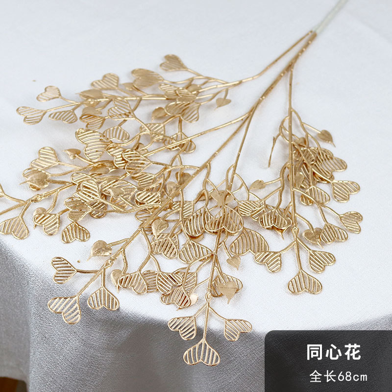 Flor de oro hoja de ginkgo eucalipto fruta roja Año Nuevo bendición cubo falso decoración de la flor decoración de la boda fábrica al por mayor en stock