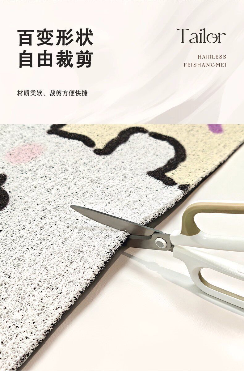 Cute Kitty Cat Silk Loop Entrance Door Mat Dopamine Carpet Entryway Doormat Dirt-Scraping Mat
