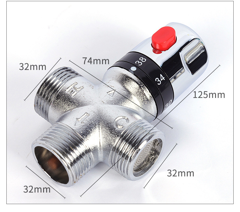 All-copper 4-inch, 6-inch, 1-inch pipe temperature control valve, hot and cold mixed water valve, solar exposed pipe thermostatic valve for water heaters undefined