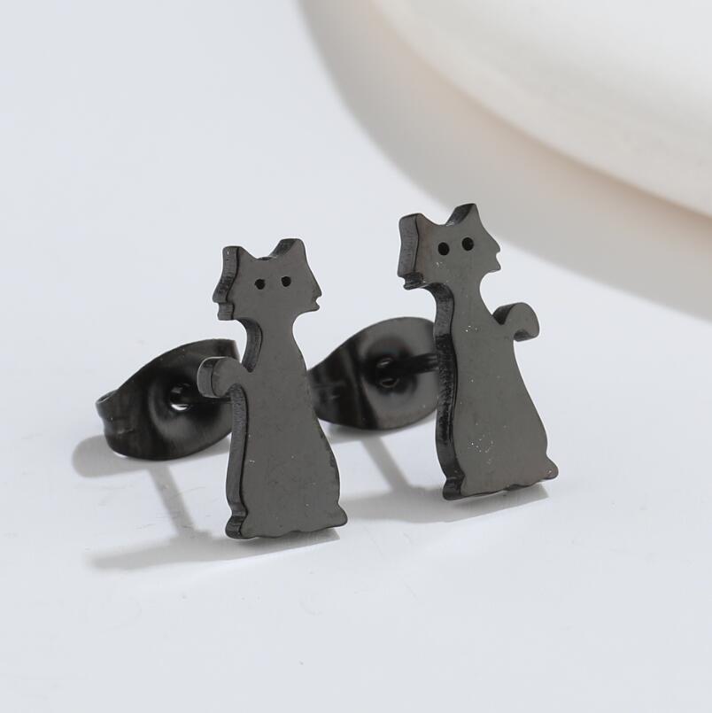 Ear Studs Classification 1 Pair Quantity PVD Coated 18K Gold Real Gold Plated Rabbit Turkey Cat 304 Stainless Steel Fashion Waterproof Non Tarnish Ear Studs