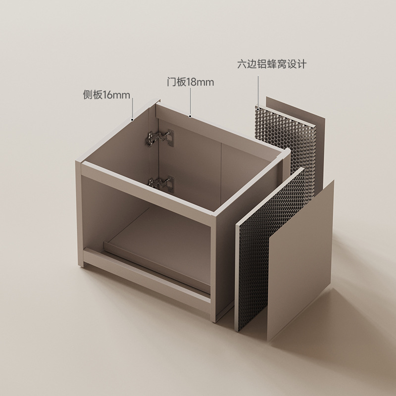 Gabinete de baño de aluminio espacial de panal grueso, gabinete de baño de 40 cm cerámica integral lavabo lavabo lavabo