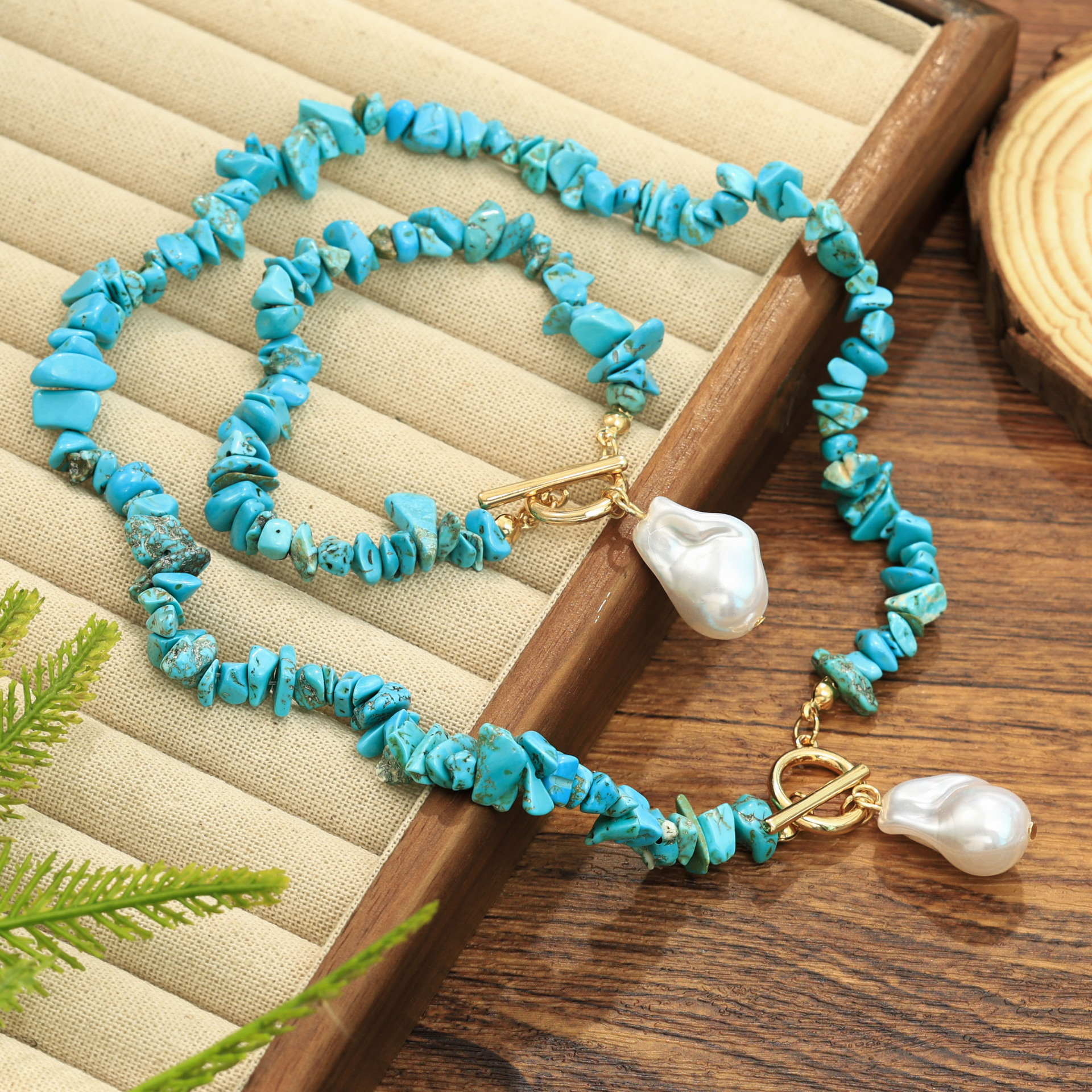 Conjunto de Joyería Europea y Americana, Cierre OT de Aleación Grande e Irregular, Elegante, Simple y Moderno, Collar y Pulsera Verde