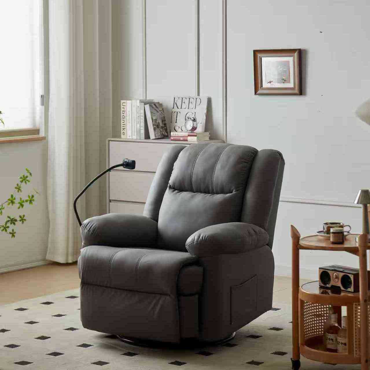 Sofá eléctrico espacial, mecedora simple perezosa, sofá de sala de estar, silla reclinable de masaje giratorio multifuncional