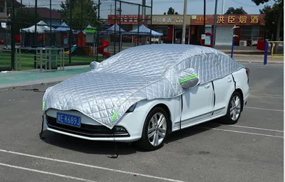 Cover, Anti-Snow, Anti-Frost, Anti-Freeze, Anti-Rain, Summer, Car clothing - universal-sedan-silver-quilted-half-cover
